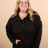 Structured Snap Button Pullover in Black