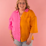 Sunset Sorbet Button-up Top