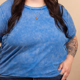 Sweet Escape Raw Hem Tee - Blue