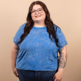 Sweet Escape Raw Hem Tee - Blue