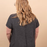 Sweet Escape Raw Hem Tee - Charcoal - K & Company