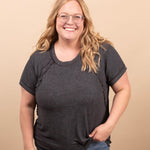 Sweet Escape Raw Hem Tee - Charcoal - K & Company