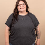 Sweet Escape Raw Hem Tee - Charcoal - K & Company