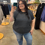 Sweet Escape Raw Hem Tee - Charcoal - K & Company