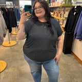 Sweet Escape Raw Hem Tee - Charcoal - K & Company