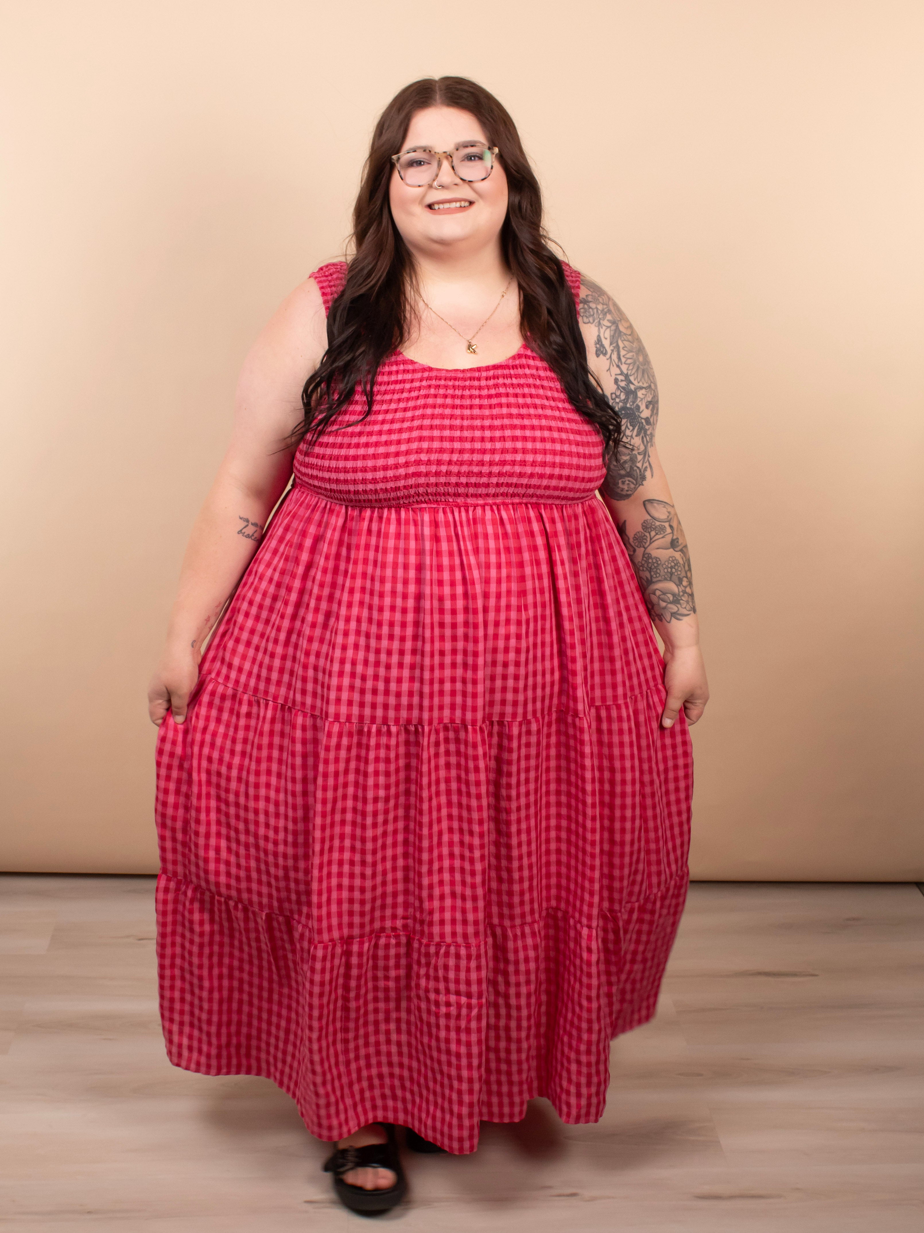 pink gingham maxi dress Petal and Pup Women's Tilbury Midi maxi silhouette moves effortlessly from brunch dates to baby showers to summer events because when you look this put together Perfectly Paired Pink Gingham Midi