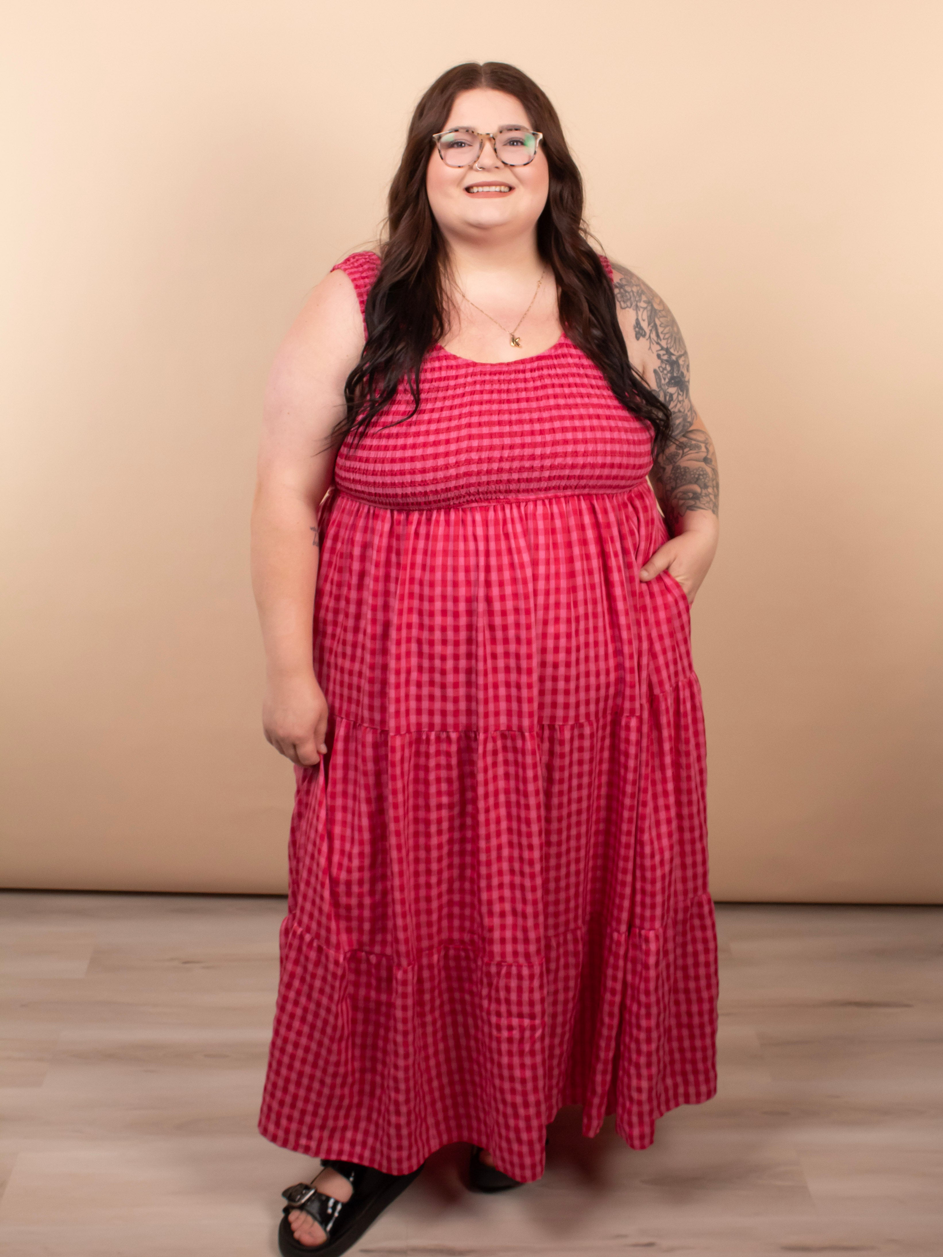 Sweet Summertime Pink Gingham Maxi Dress | Womens Sizes S-3XL 1XL Sweet Summertime Pink Gingham Maxi Dress | Womens Sizes S-3XL 1XL