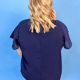 Swiss Dot Top - Navy