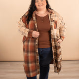 Thankful for You Oversized Long Plaid Shacket
