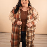 Thankful for You Oversized Long Plaid Shacket