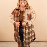 Thankful for You Oversized Long Plaid Shacket