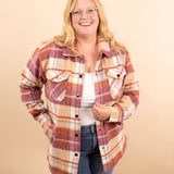 The Element Plaid Shacket in Sunset