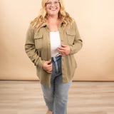 Timeless Threads Thermal Button Up in Light Olive