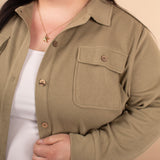 Timeless Threads Thermal Button Up in Light Olive