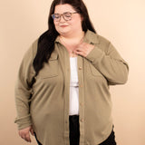 Timeless Threads Thermal Button Up in Light Olive