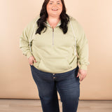 Vintage Wash Halfzip Hoodie in Green Tea