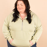 Vintage Wash Halfzip Hoodie in Green Tea