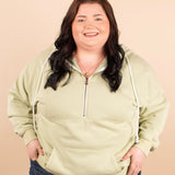 Vintage Wash Halfzip Hoodie in Green Tea