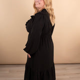 Warm Welcome V-Neck Dress in Black