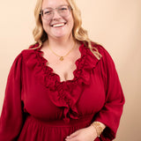 Warm Welcome V-Neck Dress in Wine