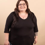 Wear-It-Well 3/4 Sleeve Top in Black - K & Company