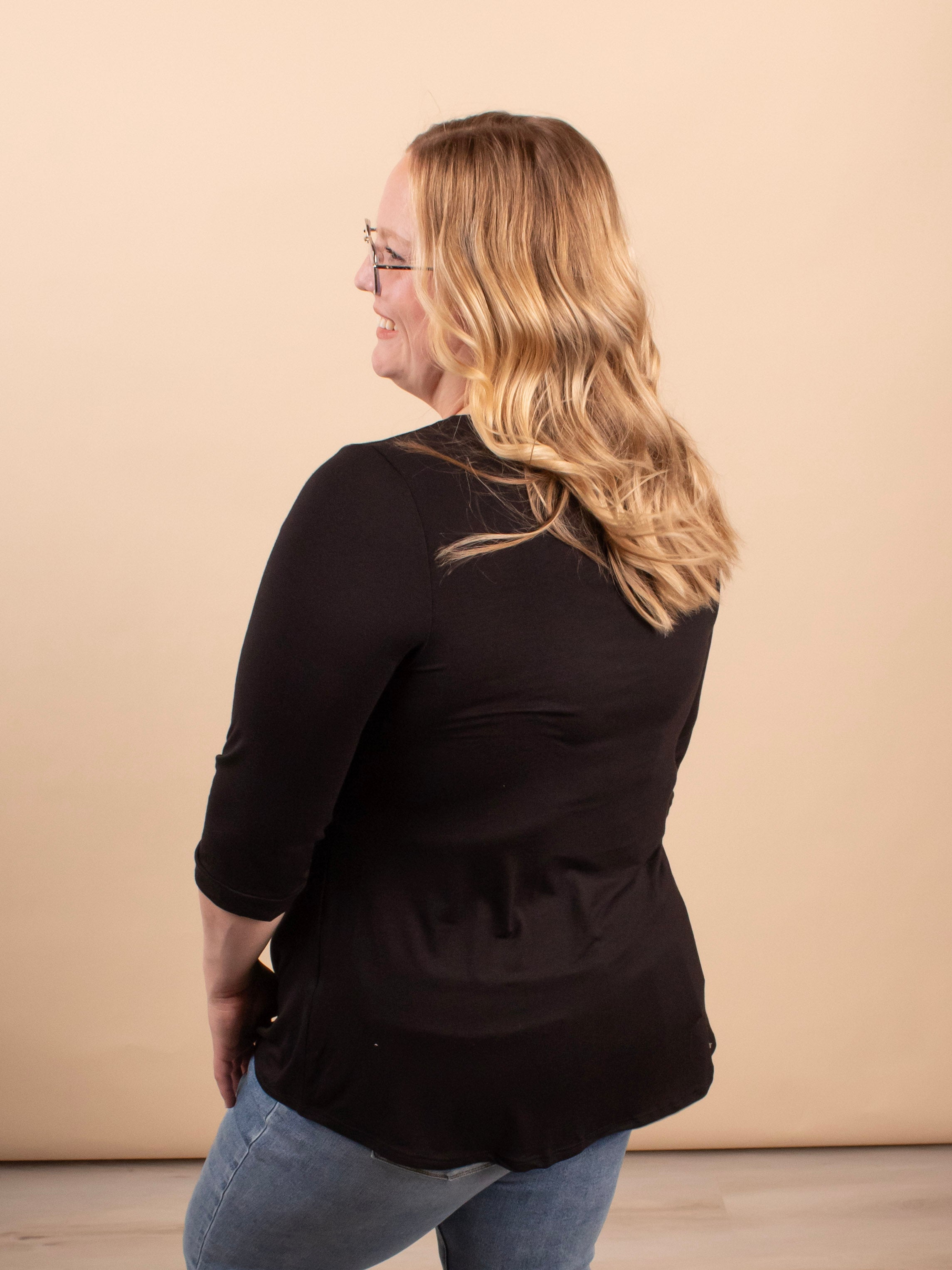 Wear-It-Well 3/4 Sleeve Top in Black - K & Company