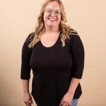 Wear-It-Well 3/4 Sleeve Top in Black - K & Company