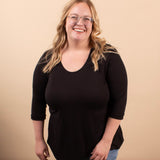 Wear-It-Well 3/4 Sleeve Top in Black - K & Company