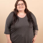 Wear-It-Well 3/4 Sleeve Top in Charcoal - K & Company
