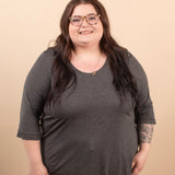 Wear-It-Well 3/4 Sleeve Top in Charcoal - K & Company