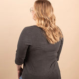 Wear-It-Well 3/4 Sleeve Top in Charcoal - K & Company