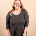 Wear-It-Well 3/4 Sleeve Top in Charcoal - K & Company