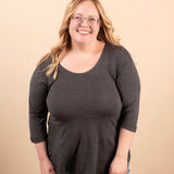 Wear-It-Well 3/4 Sleeve Top in Charcoal - K & Company