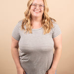 Wear Everywhere Tee in Grey + White Stripes - K & Company