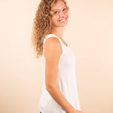 White Solid Knit Sleeveless Tank Top