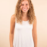 White Solid Knit Sleeveless Tank Top