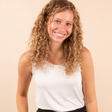 White Solid Knit Sleeveless Tank Top