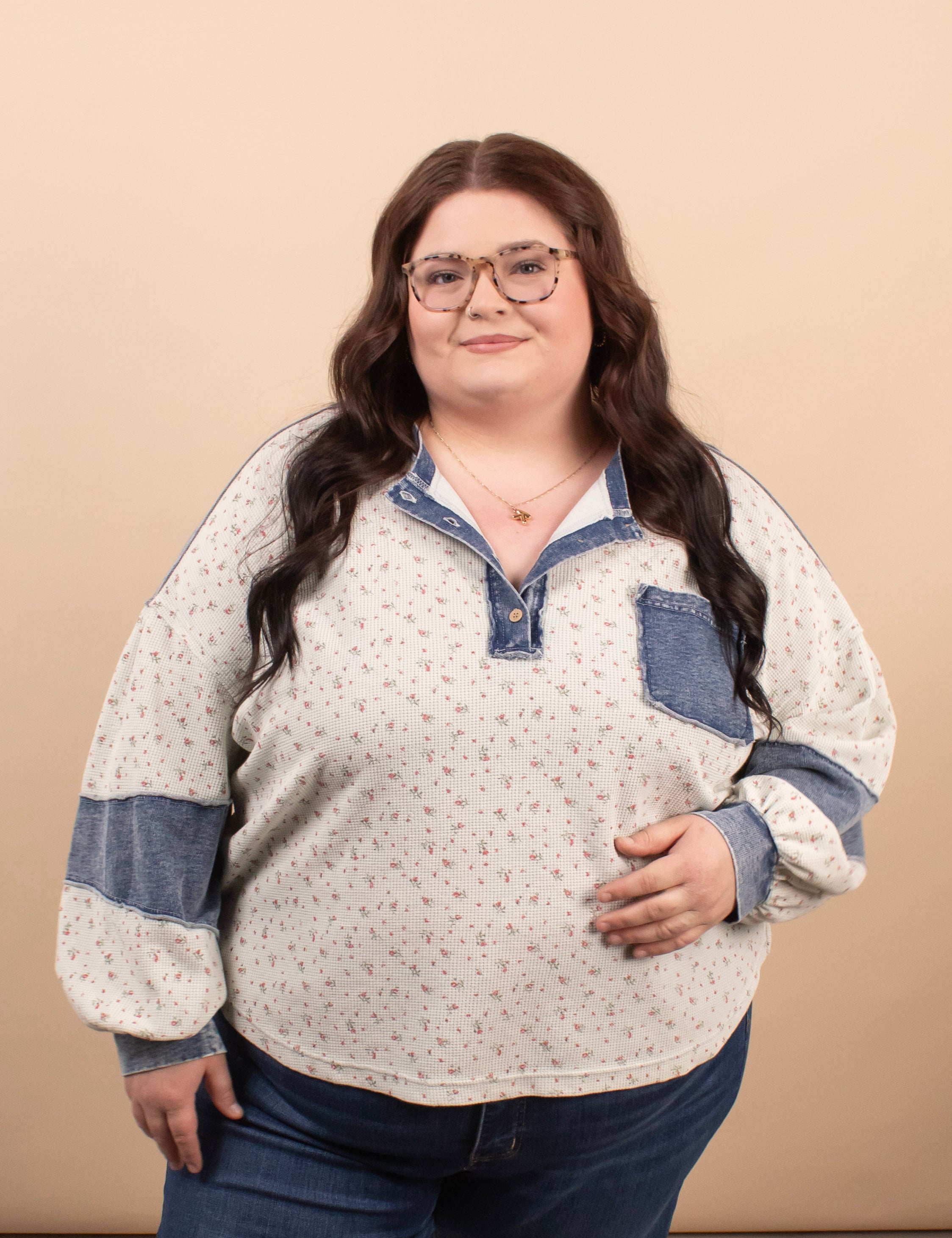 Wildflower patchwork floral knit top women's boutique clothing sizes S-3XL