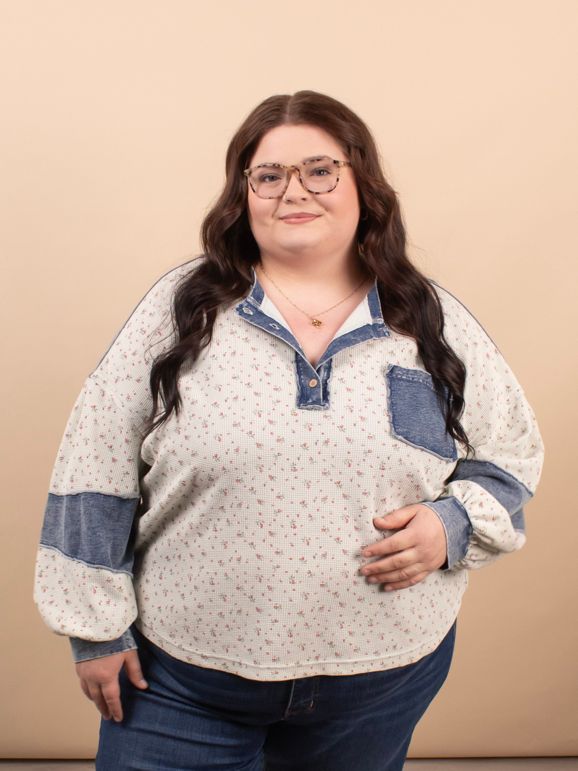 Wildflower patchwork floral knit top women's boutique clothing sizes S-3XL