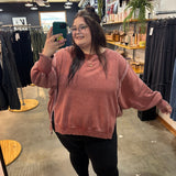 Willa Oversized Crewneck - Washed Rust