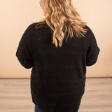 Winifred Long Textured Cardigan in Black