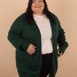 Winifred Long Textured Cardigan in Hunter Green