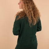 Winifred Long Textured Cardigan in Hunter Green