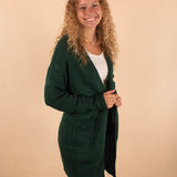 Winifred Long Textured Cardigan in Hunter Green