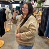 Worth the Wait Washed Half Zip Pullover - Camel