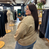 Worth the Wait Washed Half Zip Pullover - Camel