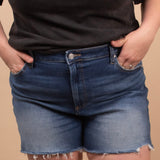 Zenana Distressed Hem Denim Shorts