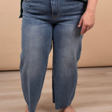 Zenana Wide Leg Raw Hem Crop Jeans - K & Company