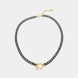 Black Enamel Curb Chain Necklace