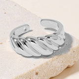 Silver Metallic Open Croissant Ring